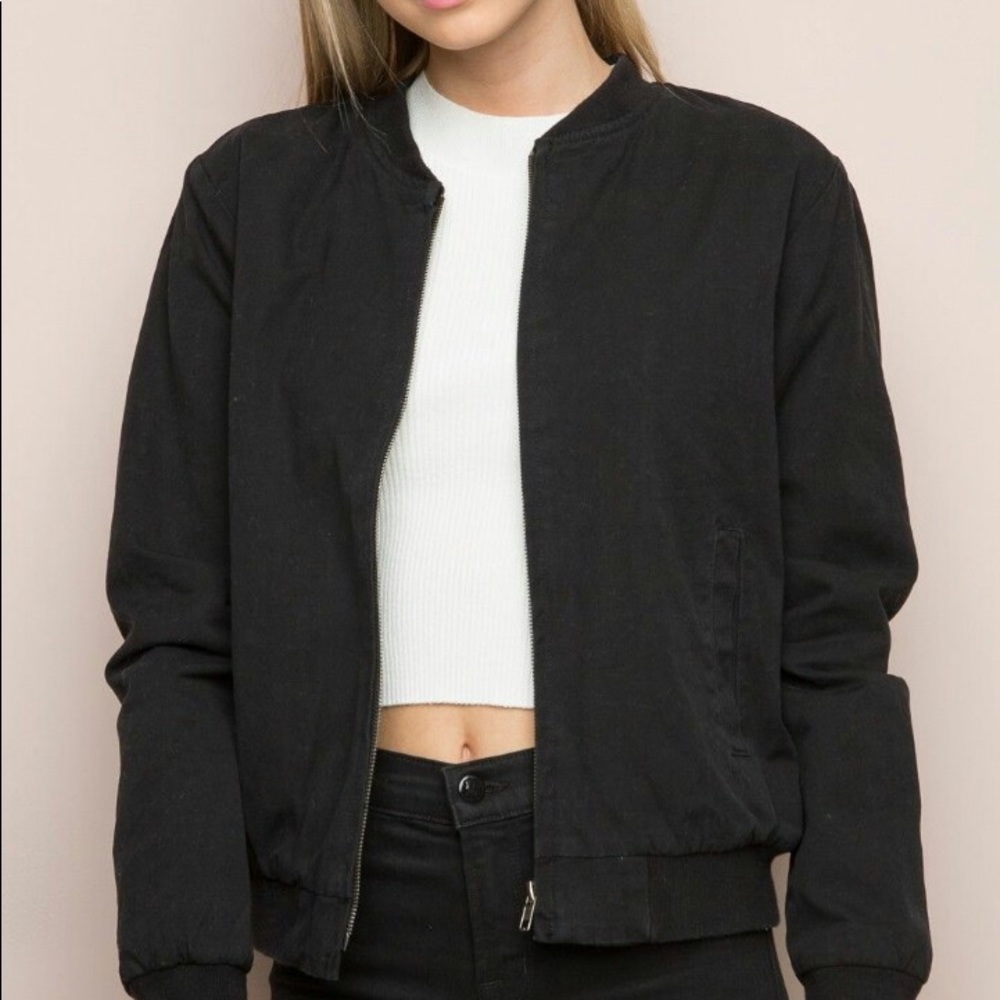 brandy melville black bomber jacket